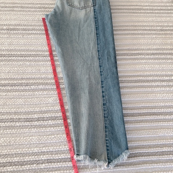 American Eagle Womens Two Tone Ankle Crop Denim Jeans High Waisted Sz 8 Raw Hem - Picture 11 of 13